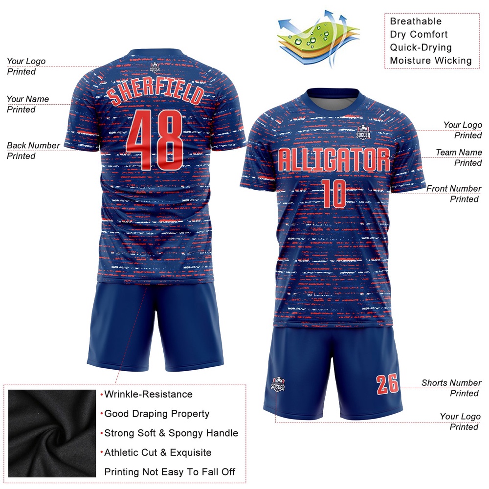 Royal Orange White Sublimation Soccer Uniform Jersey, Custom Team Soccer Jersey Shirt