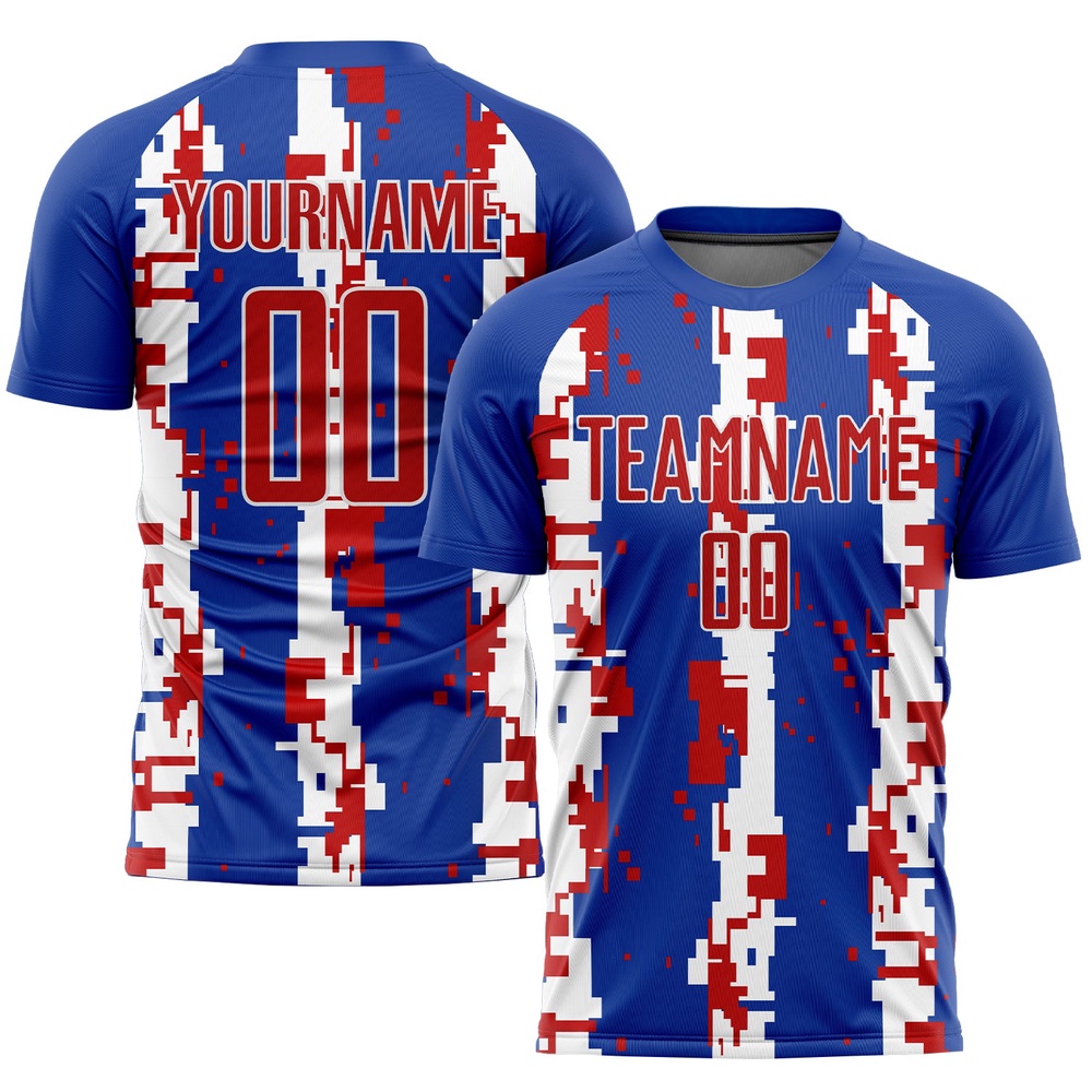Royal Red White Sublimation Soccer Uniform Jersey, Custom Team Soccer Jersey Shirt
