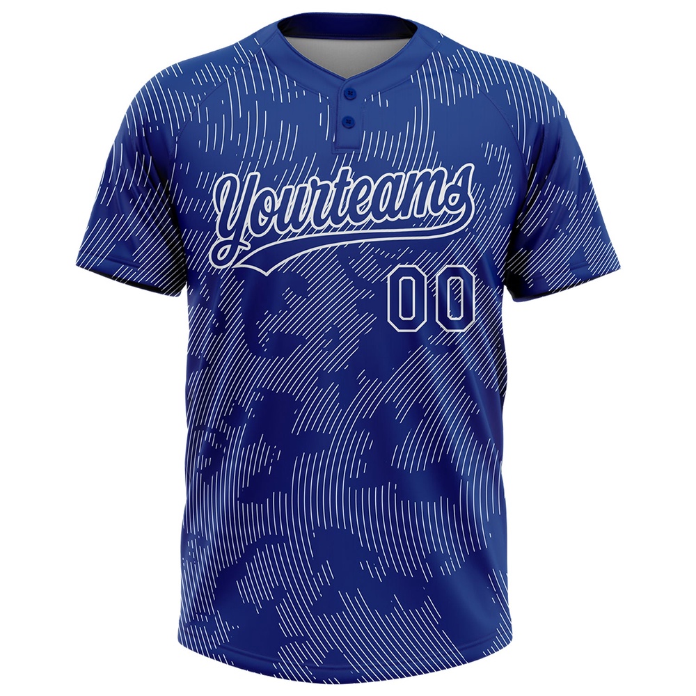 Royal White 3D Pattern Curve Lines Two Button Unisex Softball Jersey, Custom Team Softball Jersey Royal White 3D Pattern Curve Lines Two Button Unisex Softball Jersey, Custom Team Softball Jersey