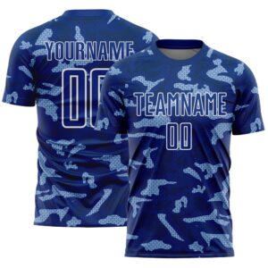 Royal White Geometric Shapes Sublimation Soccer Uniform…