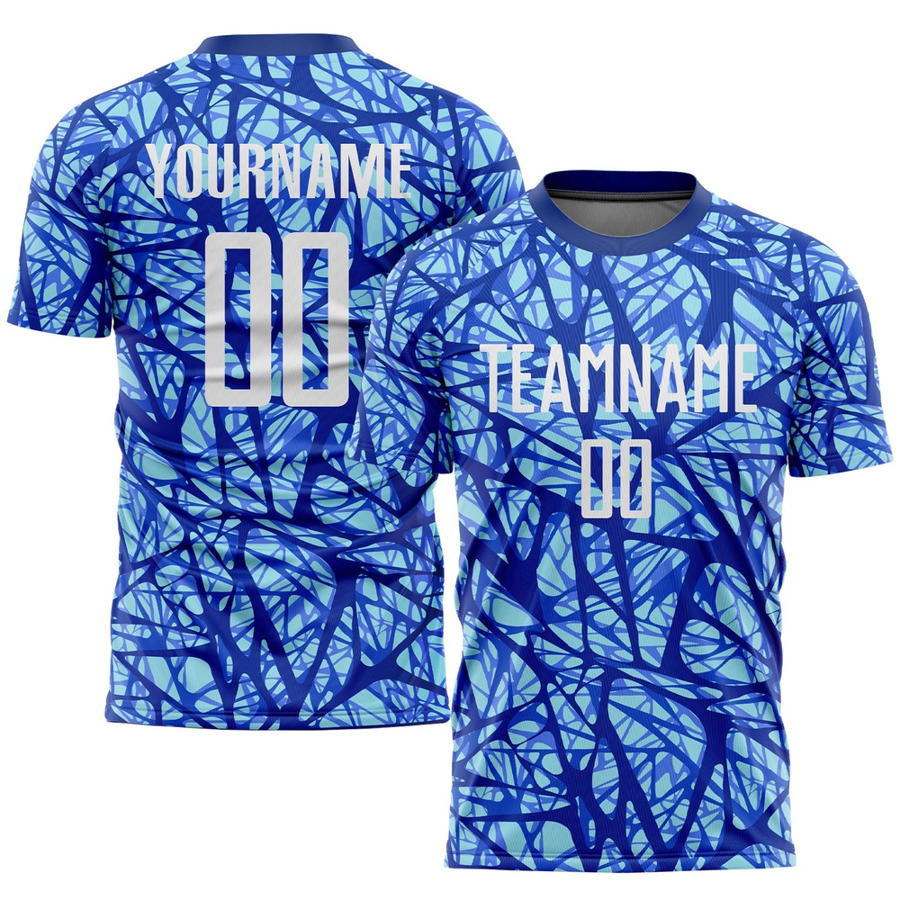 Royal White Light Blue Sublimation Soccer Uniform Jersey, Custom Team Soccer Jersey Shirt Royal White Light Blue Sublimation Soccer Uniform Jersey, Custom Team Soccer Jersey Shirt