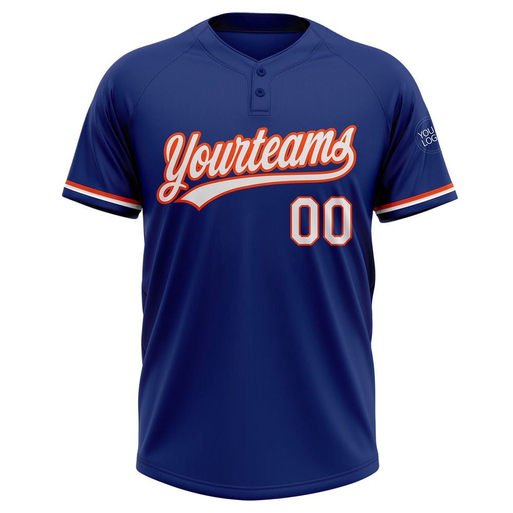 Royal White Orange Two Button Unisex Softball Jersey, Custom Team Softball Jersey Royal White Orange Two Button Unisex Softball Jersey, Custom Team Softball Jersey