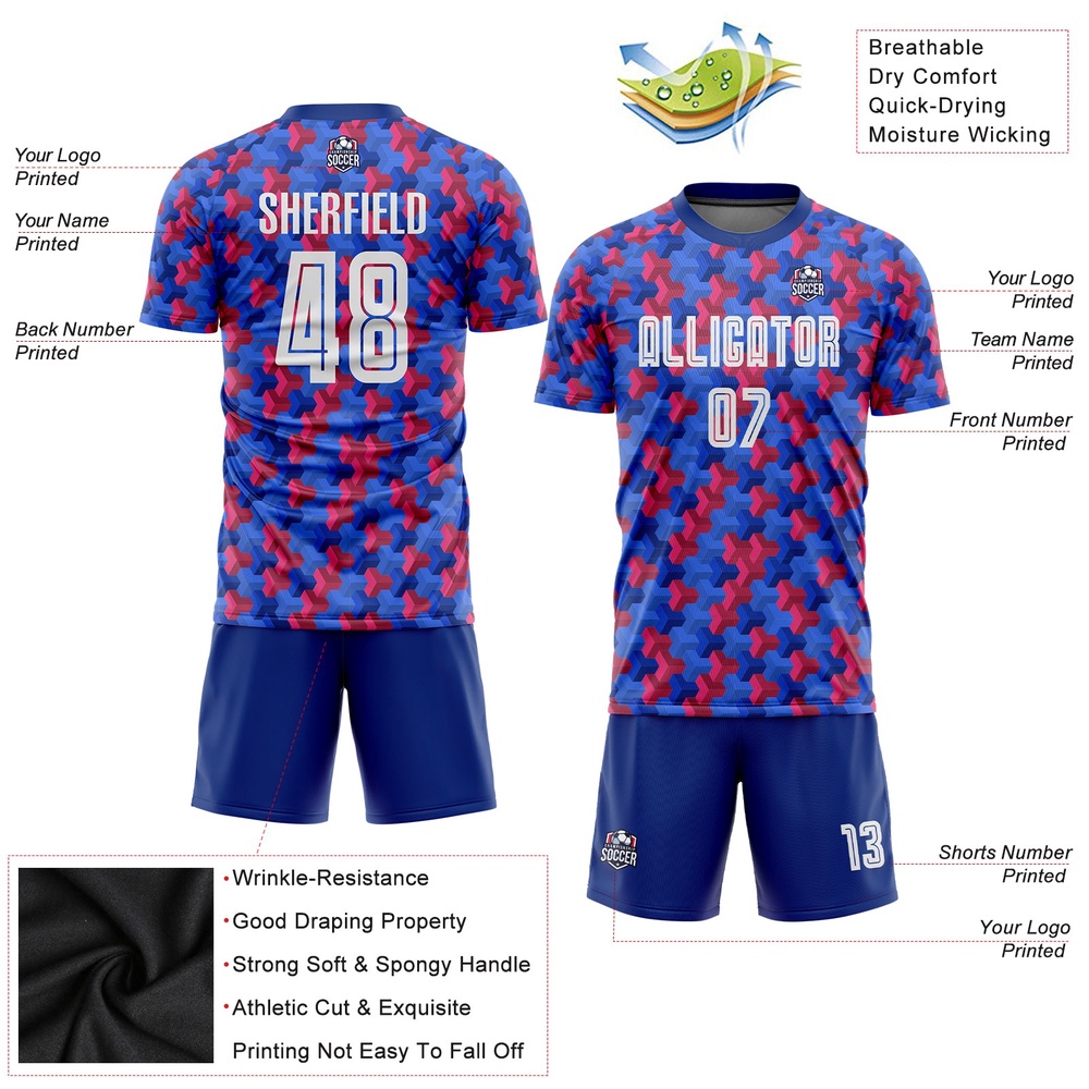 Royal White Red Home Sublimation Soccer Uniform Jersey_6682, Custom Team Soccer Jersey Shirt
