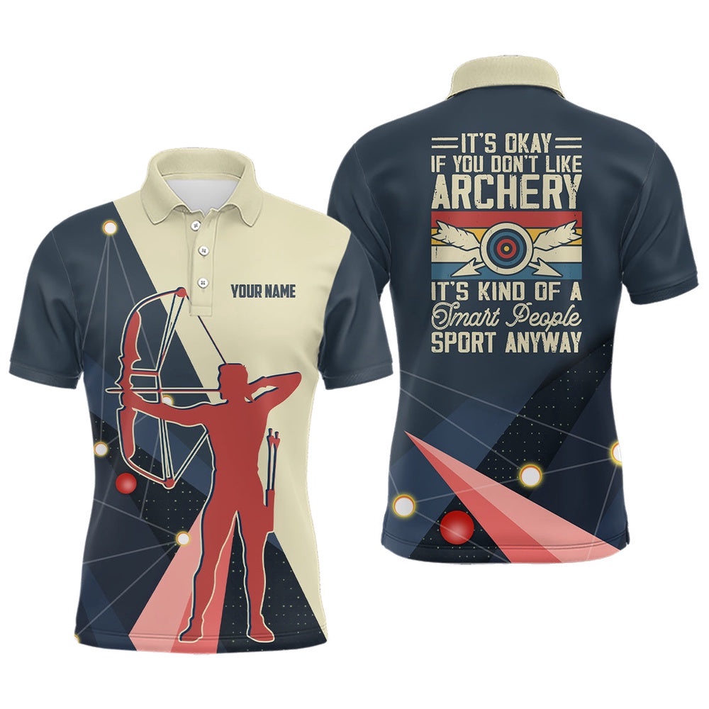 Silhouette Archer Target Archery Polo Shirts For Men, Custom Funny Archery Shirts, Custom Archery Team Polo Shirt