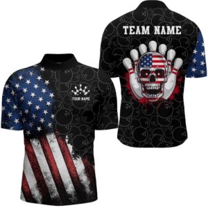 Skull Bowling Jersey Us Flag Bowling Jersey…