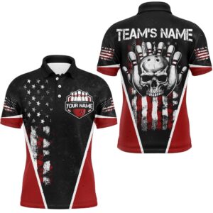 Skull Bowling Polo Shirt American Bowling Team…