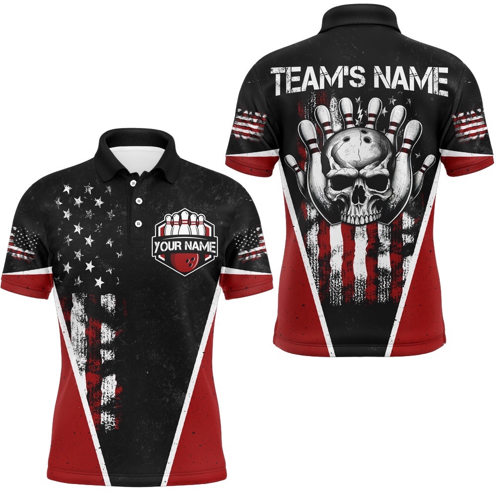 Skull Bowling Polo Shirt American Bowling Team Polo Shirt For Men & Women, Personalized Bowling Team Shirt Skull Bowling Polo Shirt American Bowling Team Polo Shirt For Men & Women, Personalized Bowling Team Shirt