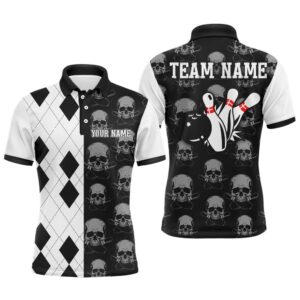 Skull Bowling Polo Shirt Team League Custom…