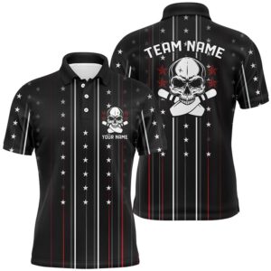 Skull Bowling Polo Shirts For Men, Bowling…
