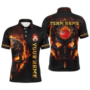 Skull Bowling Shirt For Men Flame Bowling…