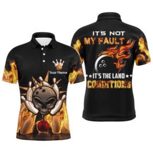 Skull Flame Polo Bowling Shirt For Men,…