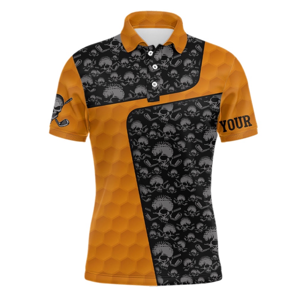 Skull Orange Golf Ball Pattern Men’s Polo Shirt Custom Golf Shirts For Men Halloween Golf Gifts, Golf Polo Shirt, Golf Shirts Skull Orange Golf Ball Pattern Men’s Polo Shirt Custom Golf Shirts For Men Halloween Golf Gifts, Golf Polo Shirt, Golf Shirts