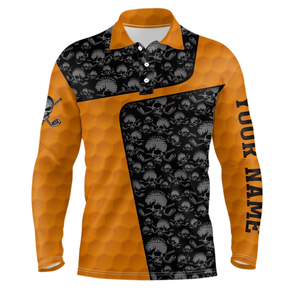 Skull Orange Golf Ball Pattern Men’s Polo Shirt Custom Golf Shirts For Men Halloween Golf Gifts, Golf Polo Shirt, Golf Shirts Skull Orange Golf Ball Pattern Men’s Polo Shirt Custom Golf Shirts For Men Halloween Golf Gifts, Golf Polo Shirt, Golf Shirts