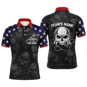 Skull Polo Bowling Shirt For Men, Patriotic…