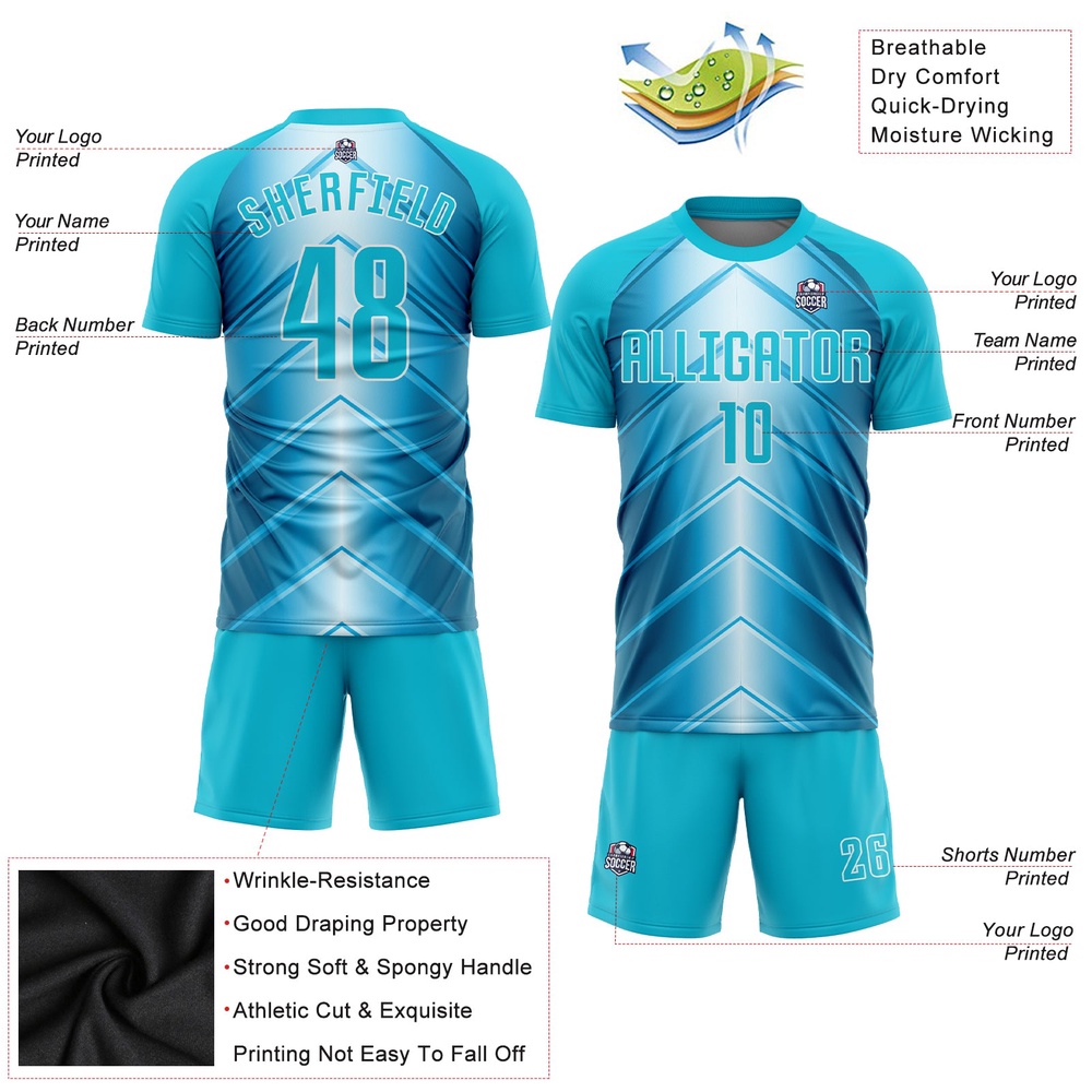 Sky Blue Lakes Blue White Sublimation Soccer Uniform Jersey, Custom Team Soccer Jersey Shirt
