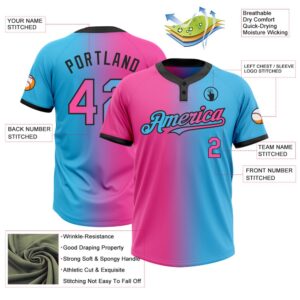 Sky Blue Pink Black Gradient Fashion Two Button Unisex Softball Jersey Custom Team Softball Jersey 3 vjqvu6.jpg