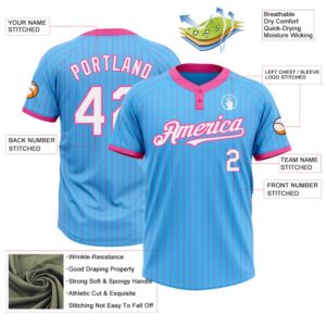 Sky Blue Pink Pinstripe White Two Button Unisex Softball Jersey Custom Team Softball Jersey 3 nw1ytf.jpg