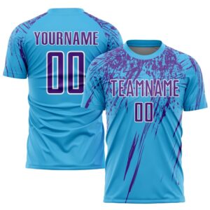 Sky Blue Purple White Sublimation Soccer Uniform…
