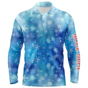 Snowflakes And Blurred Lights Blue Christmas Golf Men Polo Shirts Custom Golf Shirts For Men Golf Polo Shirt Golf Shirts 2 cdacuq.jpg