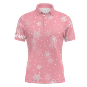 Snowflakes Christmas Golf Men’s Polo Shirt Custom…