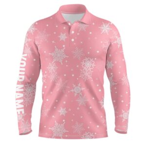 Snowflakes Christmas Golf Men s Polo Shirt Custom Name Pink Golf Shirts For Men Cute Golf Gifts Golf Polo Shirt Golf Shirts 2 teg1jr.jpg