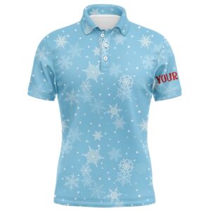Snowflakes In Blue Christmas Men’s Golf Polo…
