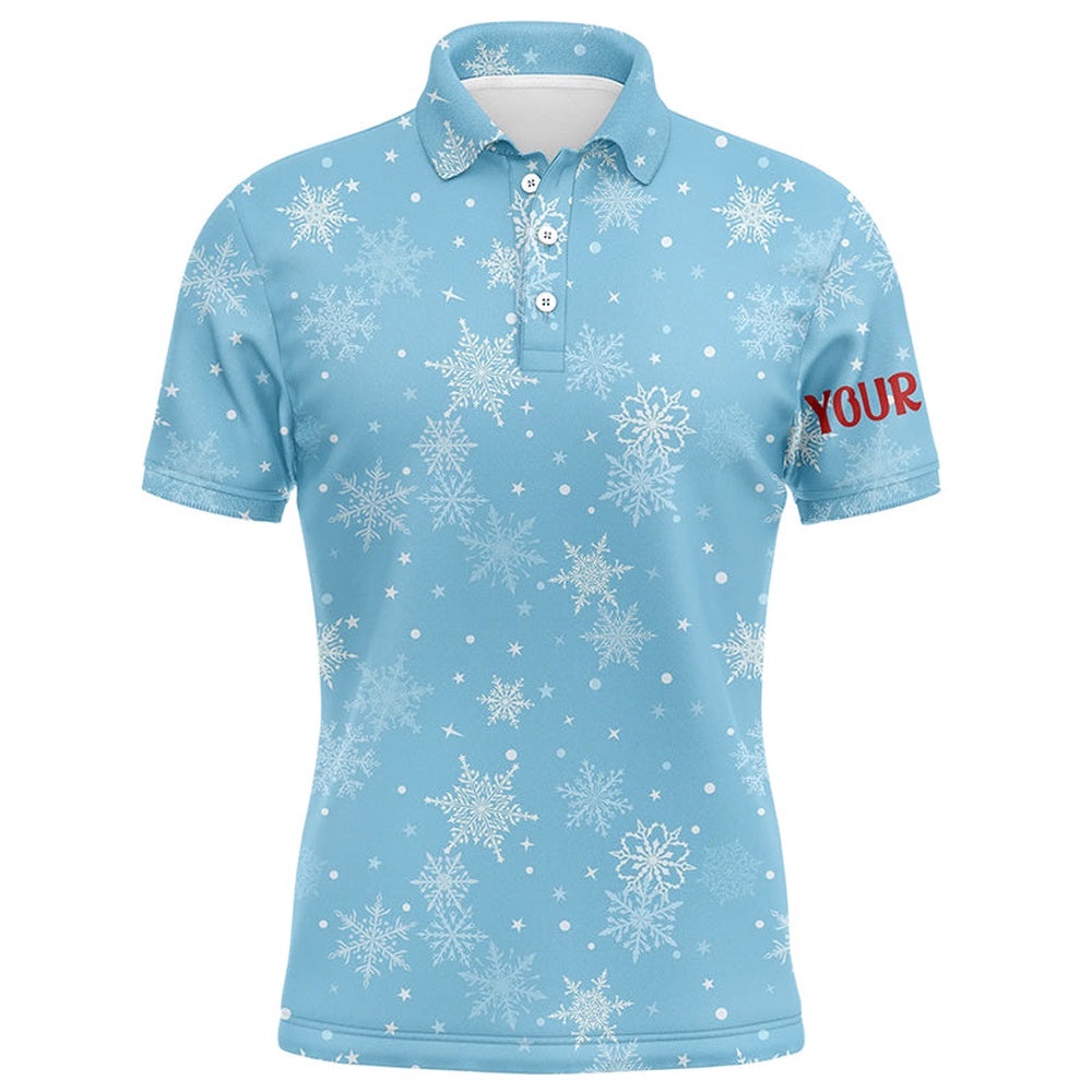 Snowflakes In Blue Christmas Men’s Golf Polo Shirts Customized Winter Holiday Golf Gifts For Men, Golf Polo Shirt, Golf Shirts Snowflakes In Blue Christmas Men’s Golf Polo Shirts Customized Winter Holiday Golf Gifts For Men, Golf Polo Shirt, Golf Shirts
