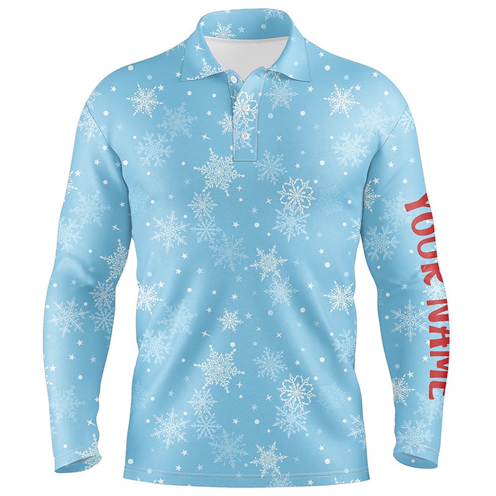 Snowflakes In Blue Christmas Men’s Golf Polo Shirts Customized Winter Holiday Golf Gifts For Men, Golf Polo Shirt, Golf Shirts Snowflakes In Blue Christmas Men’s Golf Polo Shirts Customized Winter Holiday Golf Gifts For Men, Golf Polo Shirt, Golf Shirts