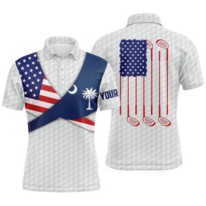 South Carolina Flag White Golf Pattern Men’s…