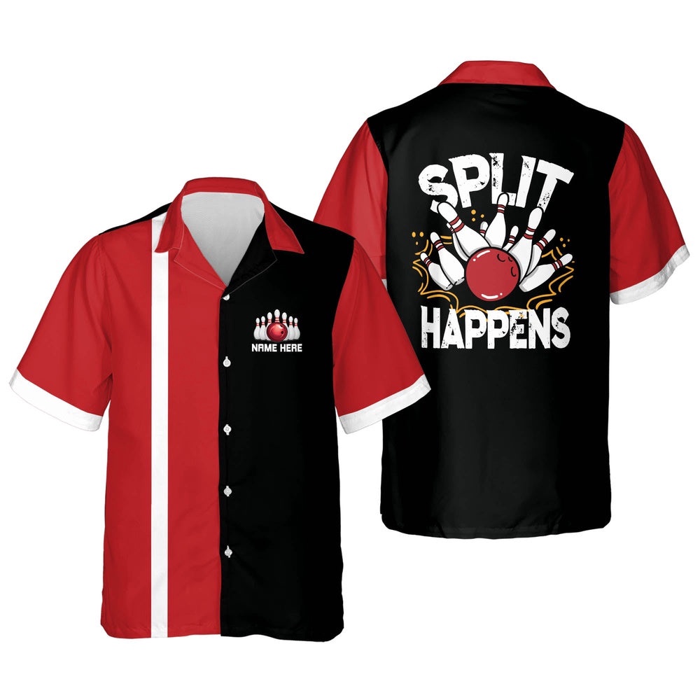 Split Happens Custom Bowling Shirt, Custom Team Bowling Hawaiian Shirt Split Happens Custom Bowling Shirt, Custom Team Bowling Hawaiian Shirt