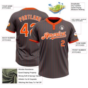 Steel Gray Orange Pinstripe White Two Button Unisex Softball Jersey Custom Team Softball Jersey 3 zio7se.jpg