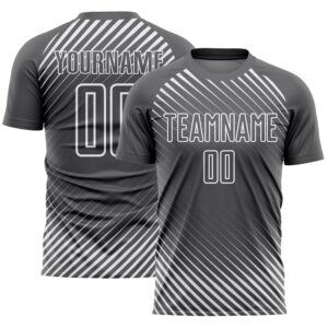 Steel Gray White Diagonal Lines Sublimation Soccer…