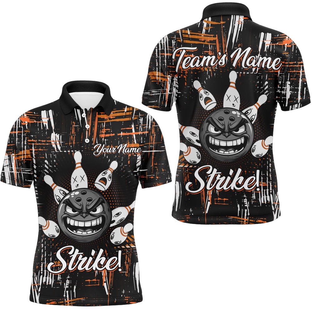 Strike Bowling Polo Shirt For Men Custom Funny Bowling Shirt Team League Bowling Polo Shirt, Personalized Bowling Team Shirt