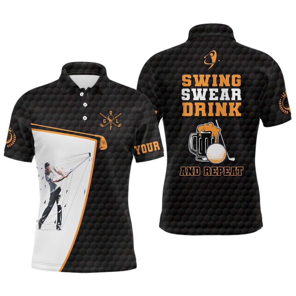 Swing Swear Drink And Repeat Black Men’s Golf Polo Shirt Custom Beer Golf Shirts For Men Golf Gifts, Golf Polo Shirt, Golf Shirts Swing Swear Drink And Repeat Black Men’s Golf Polo Shirt Custom Beer Golf Shirts For Men Golf Gifts, Golf Polo Shirt, Golf Shirts