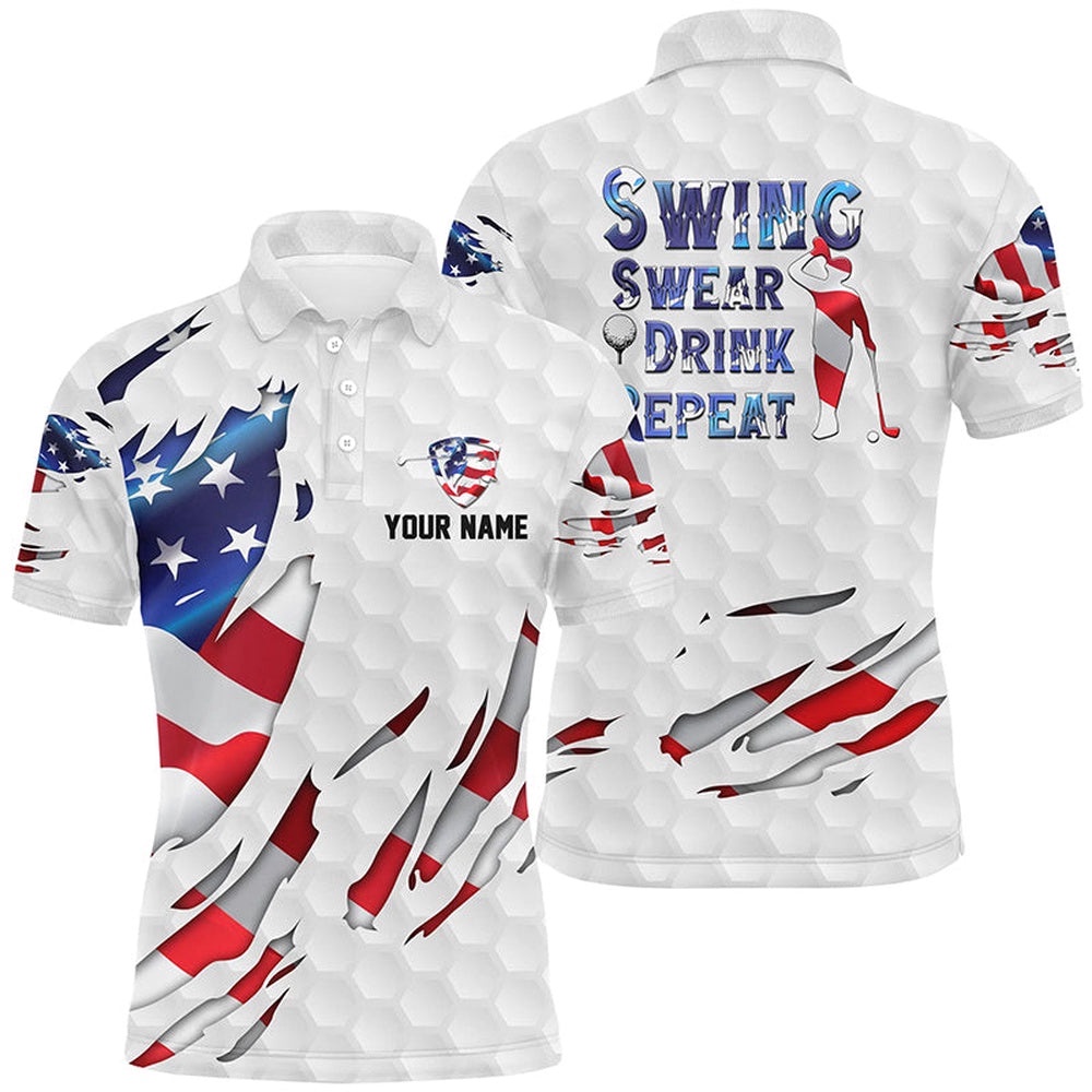 Swing Swear Drink Repeat American Flag Men’s Golf Polo Shirt Custom Patriotic Golf Shirts For Men, Golf Polo Shirt, Golf Shirts Swing Swear Drink Repeat American Flag Men’s Golf Polo Shirt Custom Patriotic Golf Shirts For Men, Golf Polo Shirt, Golf Shirts