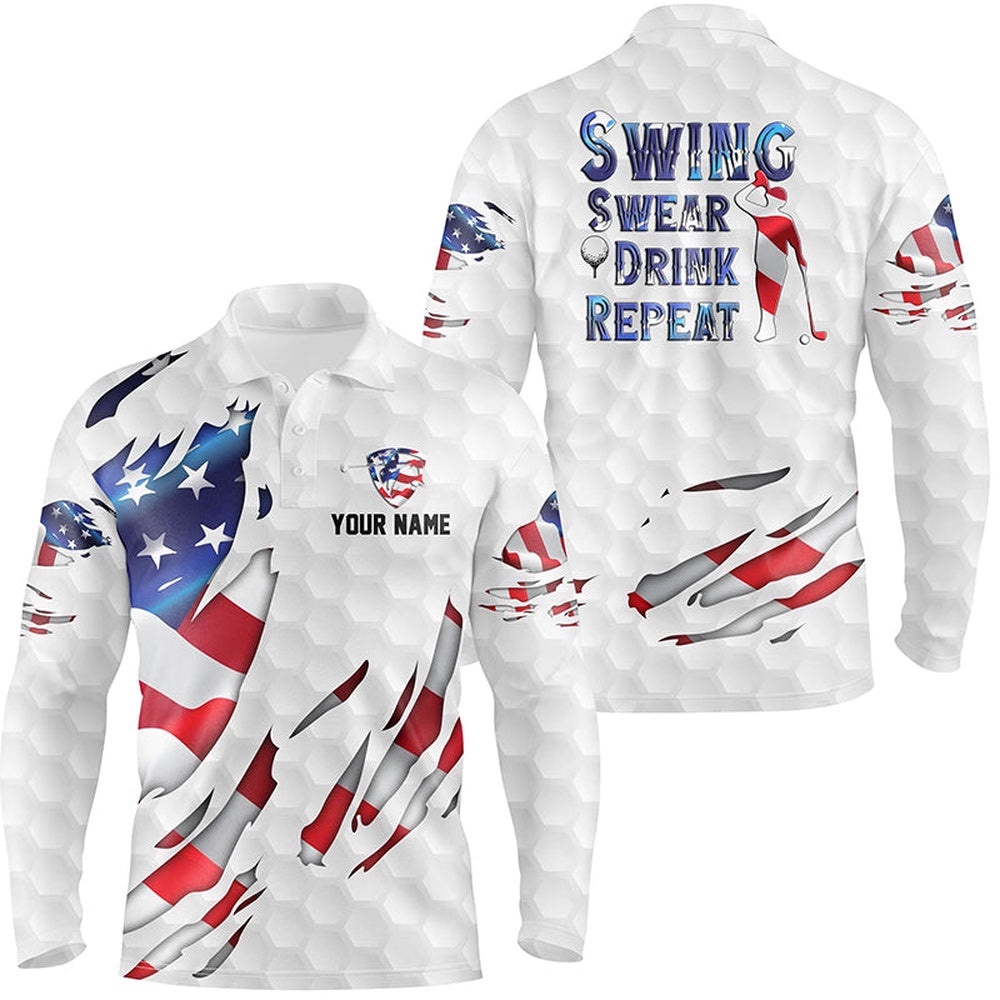 Swing Swear Drink Repeat American Flag Men’s Golf Polo Shirt Custom Patriotic Golf Shirts For Men, Golf Polo Shirt, Golf Shirts Swing Swear Drink Repeat American Flag Men’s Golf Polo Shirt Custom Patriotic Golf Shirts For Men, Golf Polo Shirt, Golf Shirts