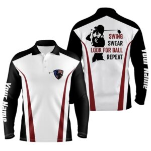 Swing Swear Look For Ball Repeat Custom Name Funny Black White Red Men s Golf Polo Shirt Golf Polo Shirt Golf Shirts 2 hfka1m.jpg