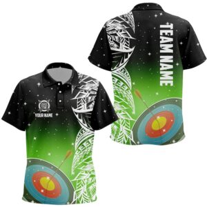 Target Archery Green Galaxy Pattern Polo Shirts,…
