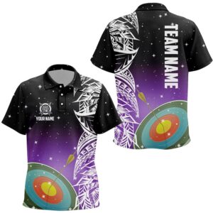 Target Archery Purple Galaxy Pattern Polo Shirts,…