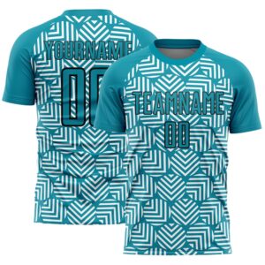 Teal Black Abstract Geometric Shapes Sublimation Soccer…