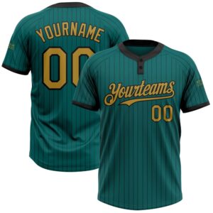 Teal Black Pinstripe Old Gold Two Button…