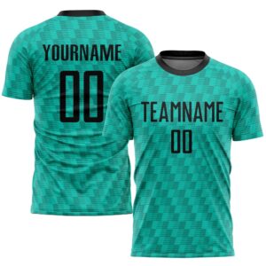 Teal Black Sublimation Soccer Uniform Jersey, Custom…