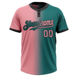 Teal Medium Pink Black Gradient Fashion Two Button Unisex Softball Jersey Custom Team Softball Jersey 2 ybfqib.jpg