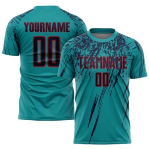 Teal Navy Red Sublimation Soccer Uniform Jersey,…