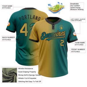Teal Old Gold Black Gradient Fashion Two Button Unisex Softball Jersey Custom Team Softball Jersey 3 me40mj.jpg