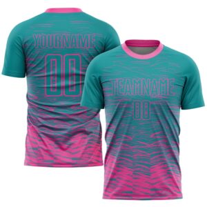 Teal Pink Sublimation Soccer Uniform Jersey, Custom…