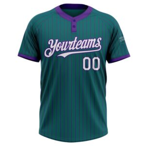 Teal Purple Pinstripe White Two Button Unisex Softball Jersey Custom Team Softball Jersey 2 monpcx.jpg