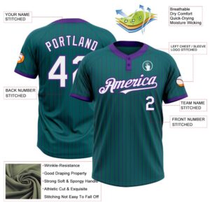 Teal Purple Pinstripe White Two Button Unisex Softball Jersey Custom Team Softball Jersey 3 tca4lv.jpg