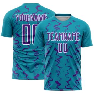 Teal Purple White Abstract Lines Sublimation Soccer…