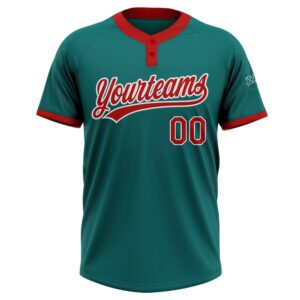 Teal Red White Two Button Unisex Softball Jersey Custom Team Softball Jersey 2 is5zdc.jpg
